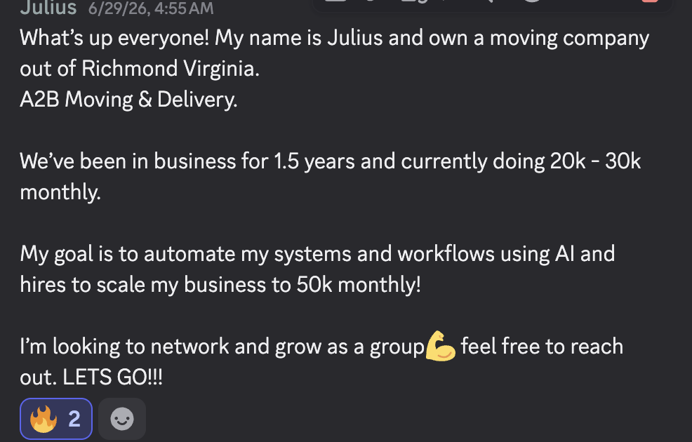 Julius owns A2B Moving & Delivery in Richmond VA doing $20k-30k/month